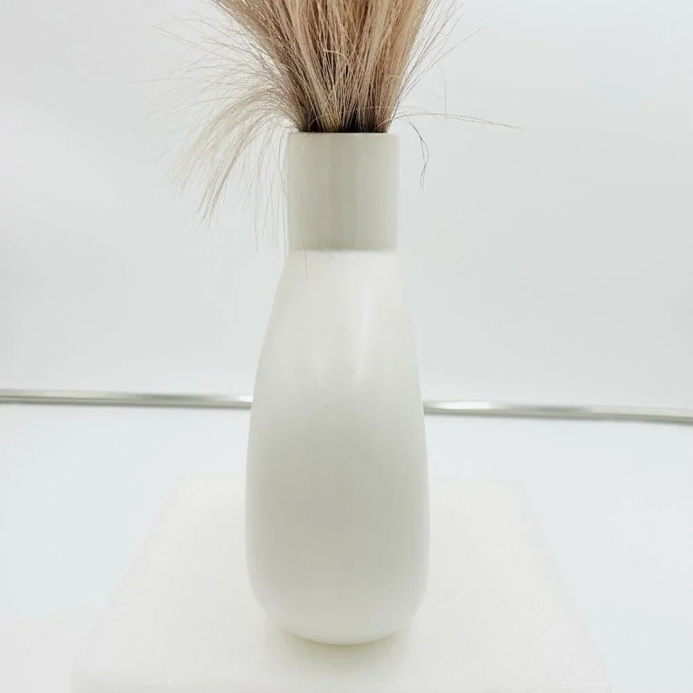 White Ceramic Vases Faux Pampas Grass Water Drop Design Doughnut Vase Modern